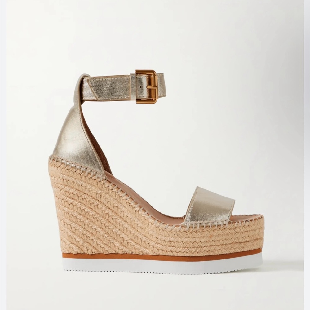 See By Chloe Metallic Wedge Sandals